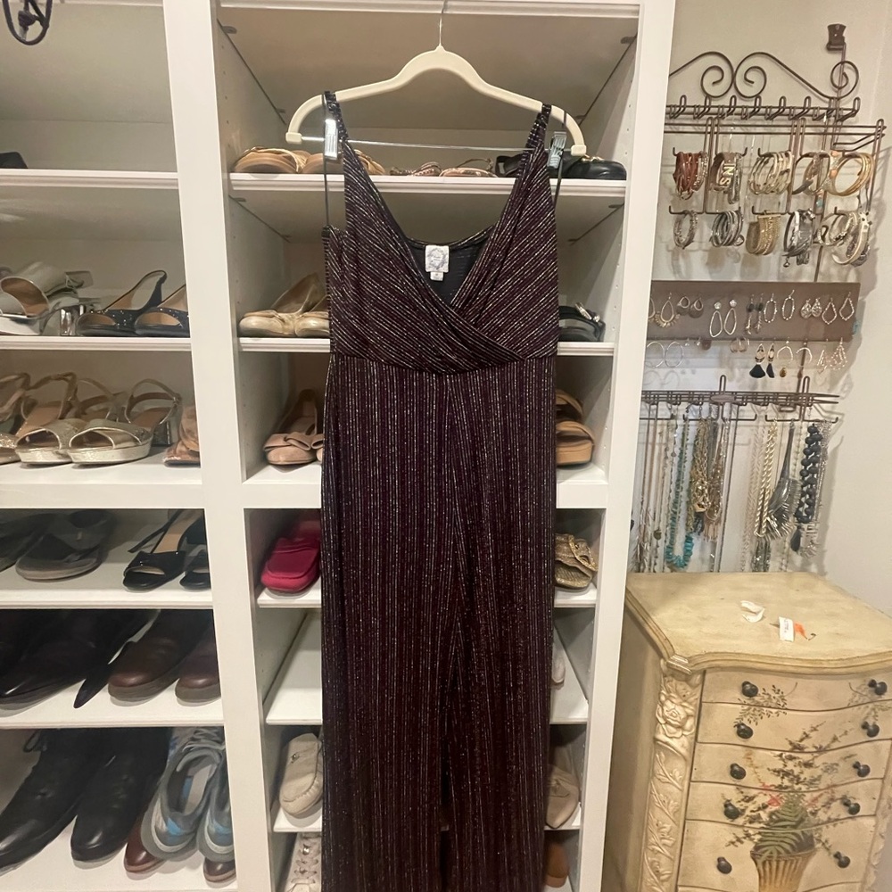 Blue Rain Burgundy Glitter Pantsuit